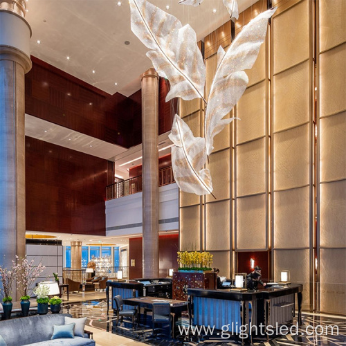 Hotel Lobby maple leaf Led Chandelier Pendant Lamp